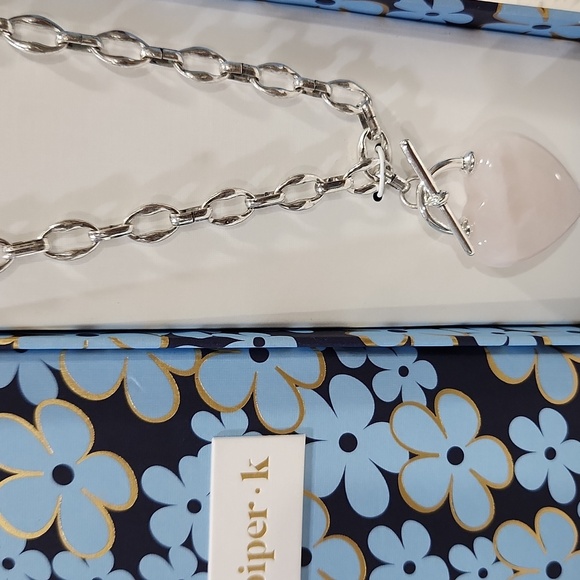 🩷🔹️PIPER K🔹️ Beautiful Pink Rose Quartz 16" Silver-tone necklace - Picture 8 of 8